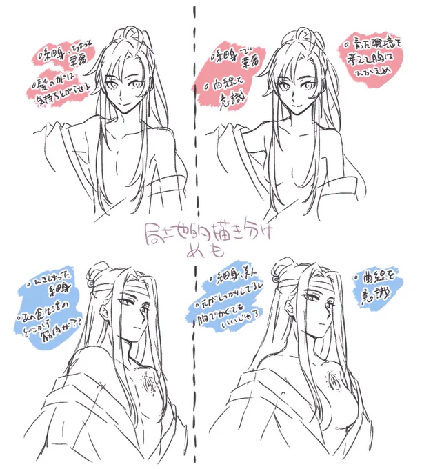 昨日女体化描きながら考えてたことメモ 