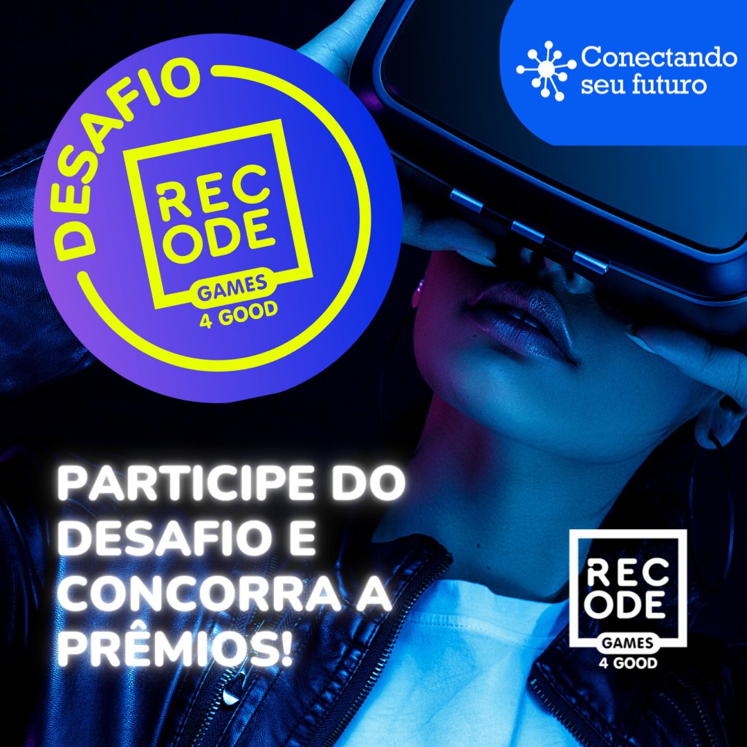 “As inscrições para o Desafio Games4Good da Recode começaram e esta é a oportunidade perfeita para quem deseja expressar sua imaginação e originalidade mesclando games com propósitos sociais. 
Leia o regulamento e faça sua inscrição: go.recode.org.br/games4good/