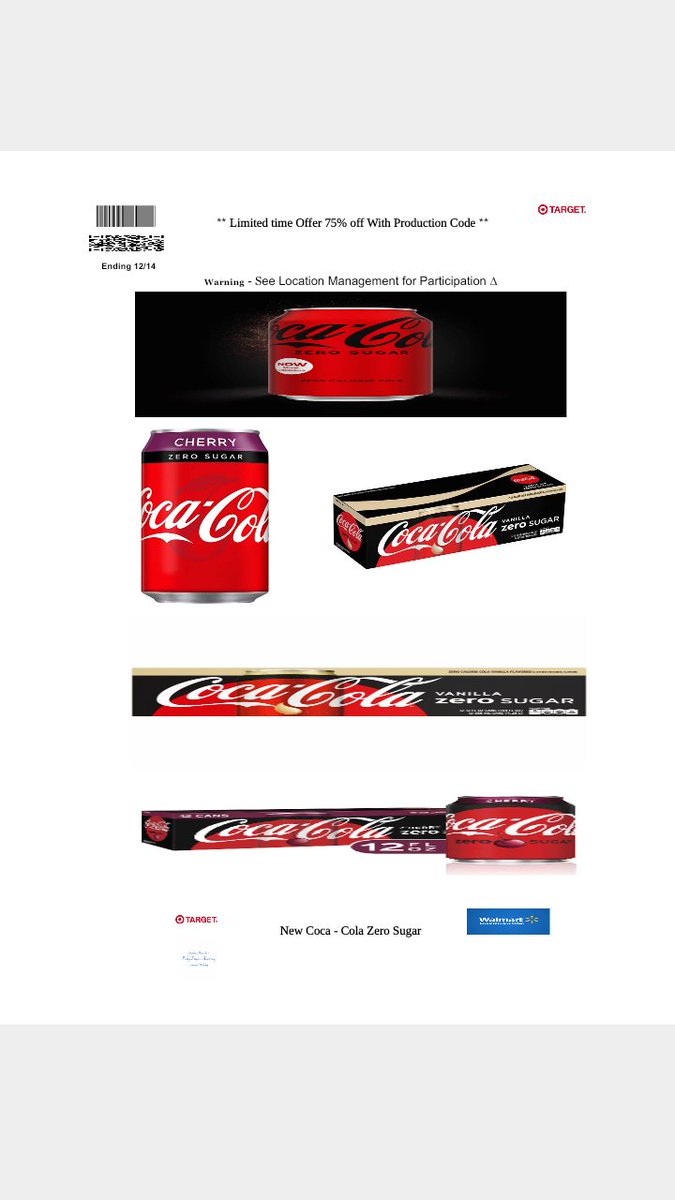 handjob54's tweet photo. try the coca - cola  zero sugar 75 % off see management at store locations for validation of promo offer #TargetStores #MTV #Comcast #Cocacola https://t.co/YpkMiunYJo