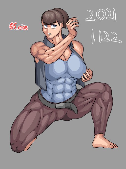 模写。通常攻撃が全体攻撃のアニメ10話に出てたモブママンの中にいた筋肉母ちゃんが腹筋バキバキでエロかった。 