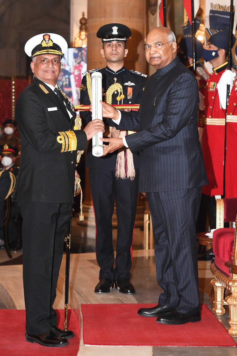 President Kovind presents Param Vishisht Seva Medal to Vice Admiral G Ashok Kumar, AVSM, VSM (Retired).