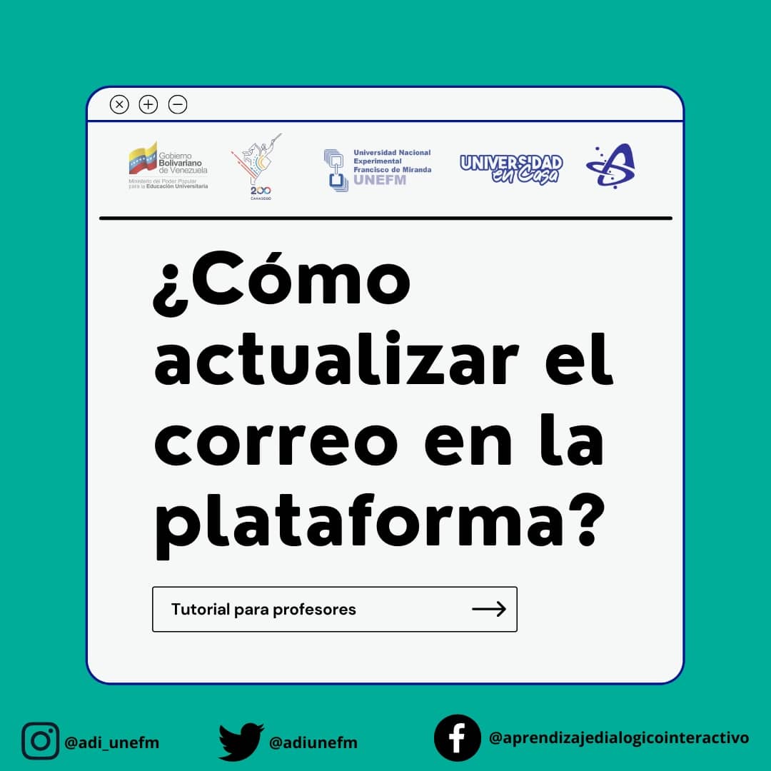 adiunefm's tweet photo. ¡Atención profesor!
Actualizar tu correo en nuestra plataforma es muy sencillo y aquí  te explicamos cómo  hacerlo. https://t.co/WAKYoSUcur