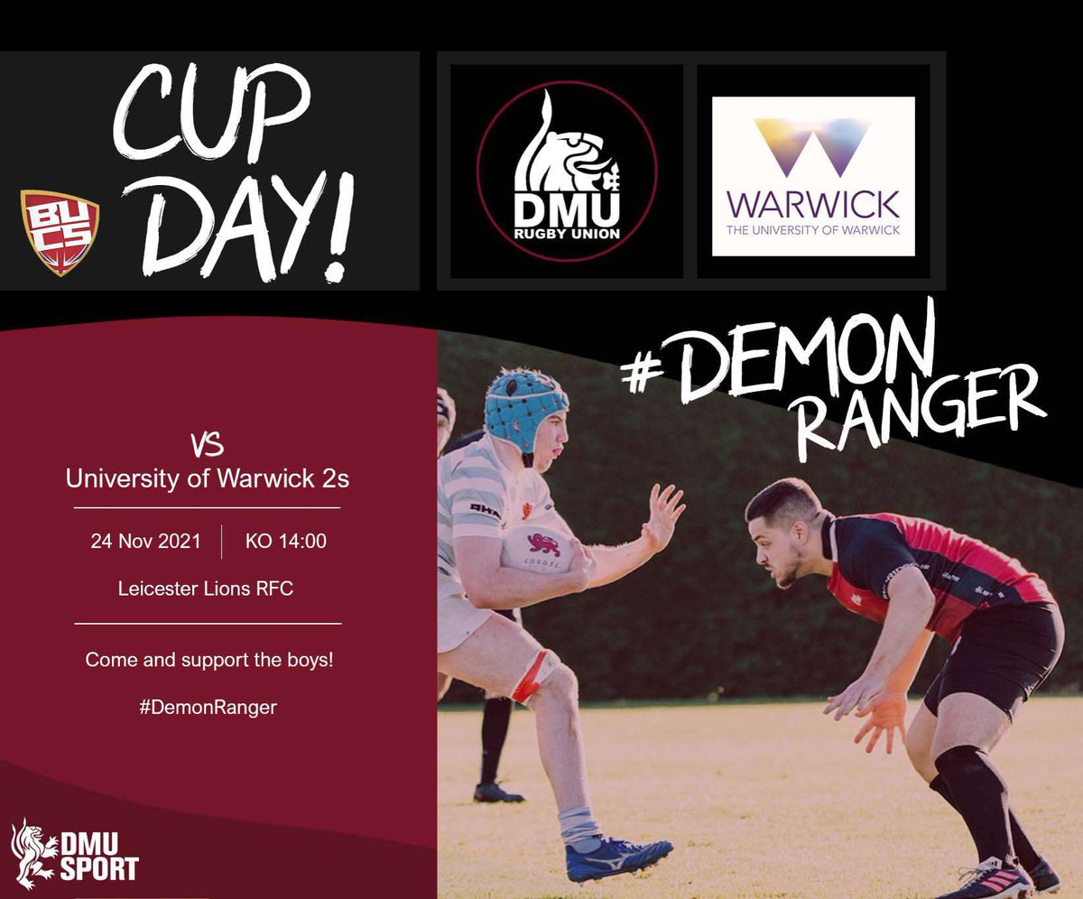 De Montfort University RUFC (@dmu_rufc) on Twitter photo Our Cup run continues this Wednesday as the #Demons host University of Warwick 2βs! 2pm Kick off <a href="/LeicsLionsRFC/">Leicester Lions RFC</a>. All support wanted & welcome! #DemonRanger <a href="/dmuleicester/">dmuleicester</a> <a href="/DMUsports/">DMUsport</a> Our Cup run continues this Wednesday as the #Demons host University of Warwick 2βs! 2pm Kick off <a href="/LeicsLionsRFC/">Leicester Lions RFC</a>. All support wanted & welcome! #DemonRanger <a href="/dmuleicester/">dmuleicester</a> <a href="/DMUsports/">DMUsport</a>