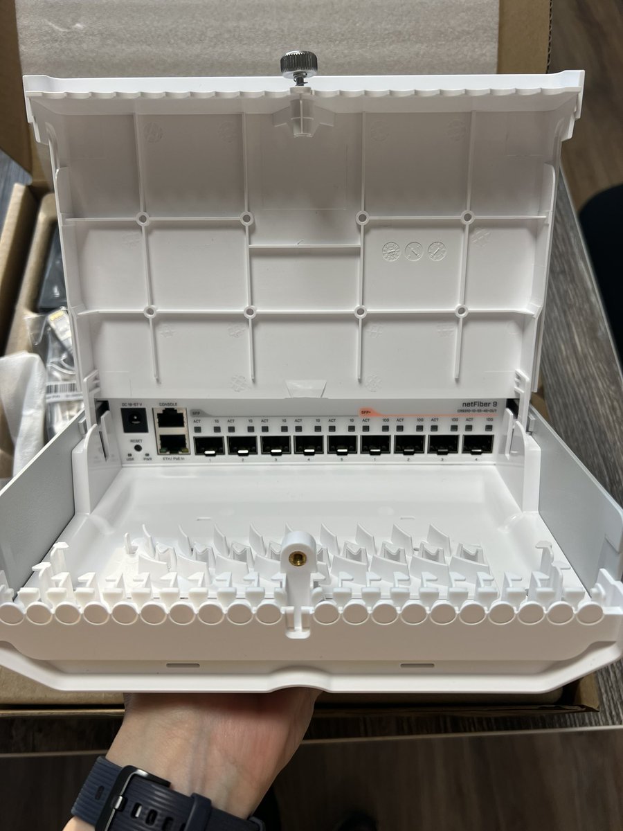 mikrotikbg's tweet photo. #deliveryday means new toys coming in the office! Good to see that #netfiber9 crs310-1G-5S-4S-OUT from @mikrotik_com - now its time for testing! https://t.co/lzcV9UKuh7