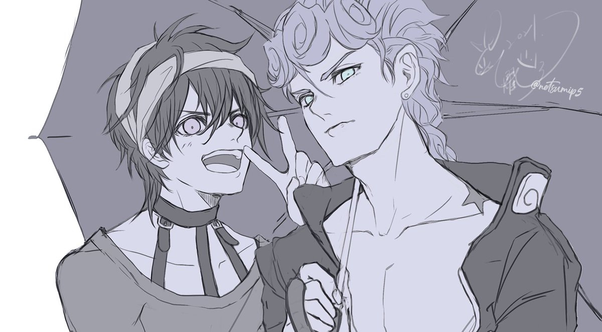 JJBA落書き/ジョルノ＆ナランチャ『わーいわーい٩( ᐛ )و』