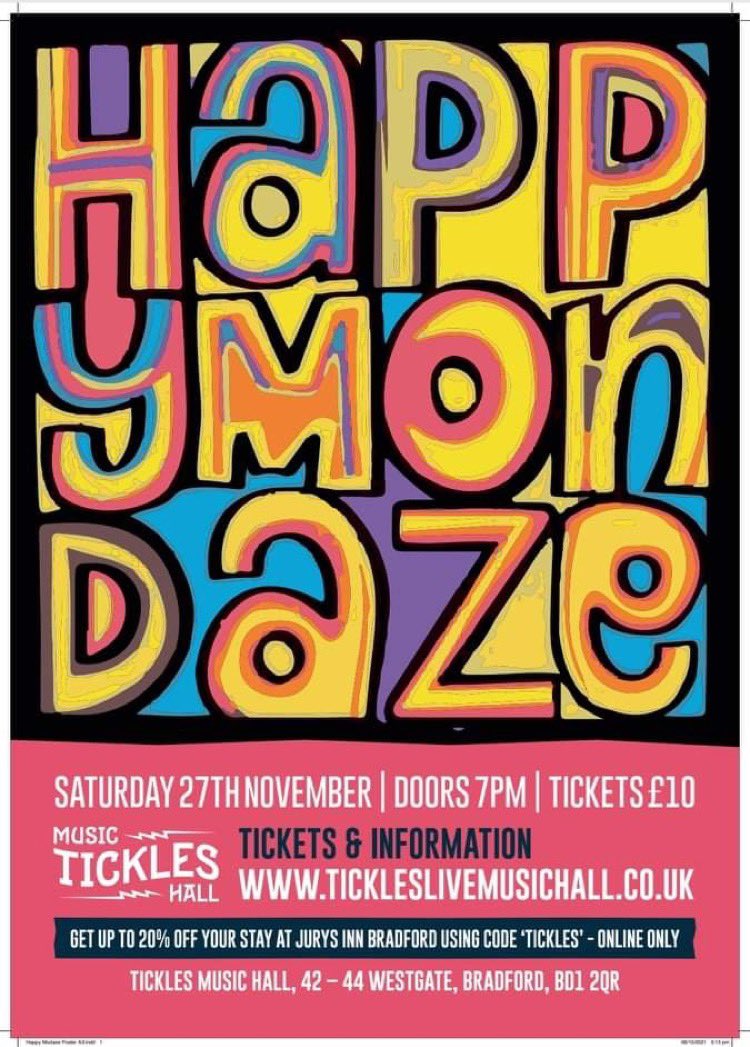 This Saturday we’re bringing a taste of Madchester to Bradford @ Tickles Live Music Hall, still tickets available bit.ly/3kY6obu #happymondays #madchester #livemusic #Bradford