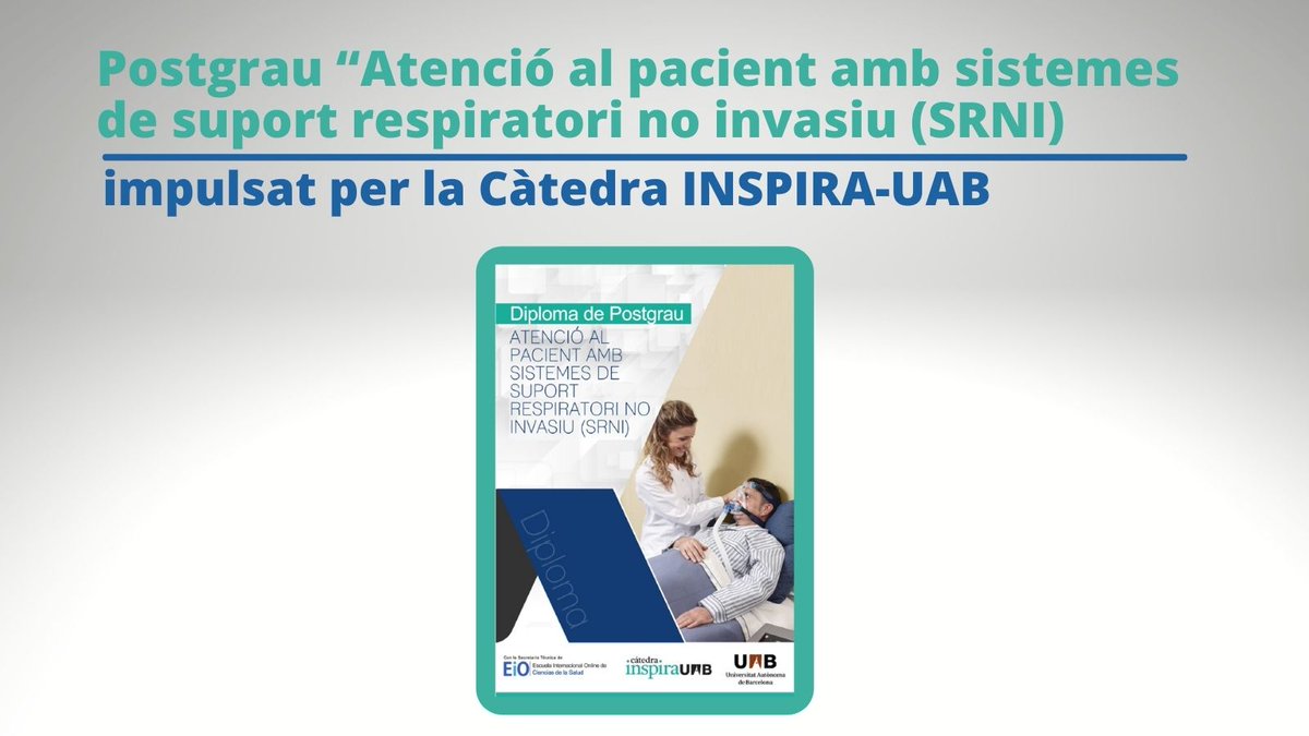 HospitalSantPau's tweet photo. El proper 1 de desembre comença el Postgrau “Atenció al pacient amb sistemes de suport respiratori no invasiu (SRNI) impulsat per @InspiraUab. 

Més informació 👇🏼
https://t.co/YPTQSX4aHw https://t.co/ECYjqFTaYG