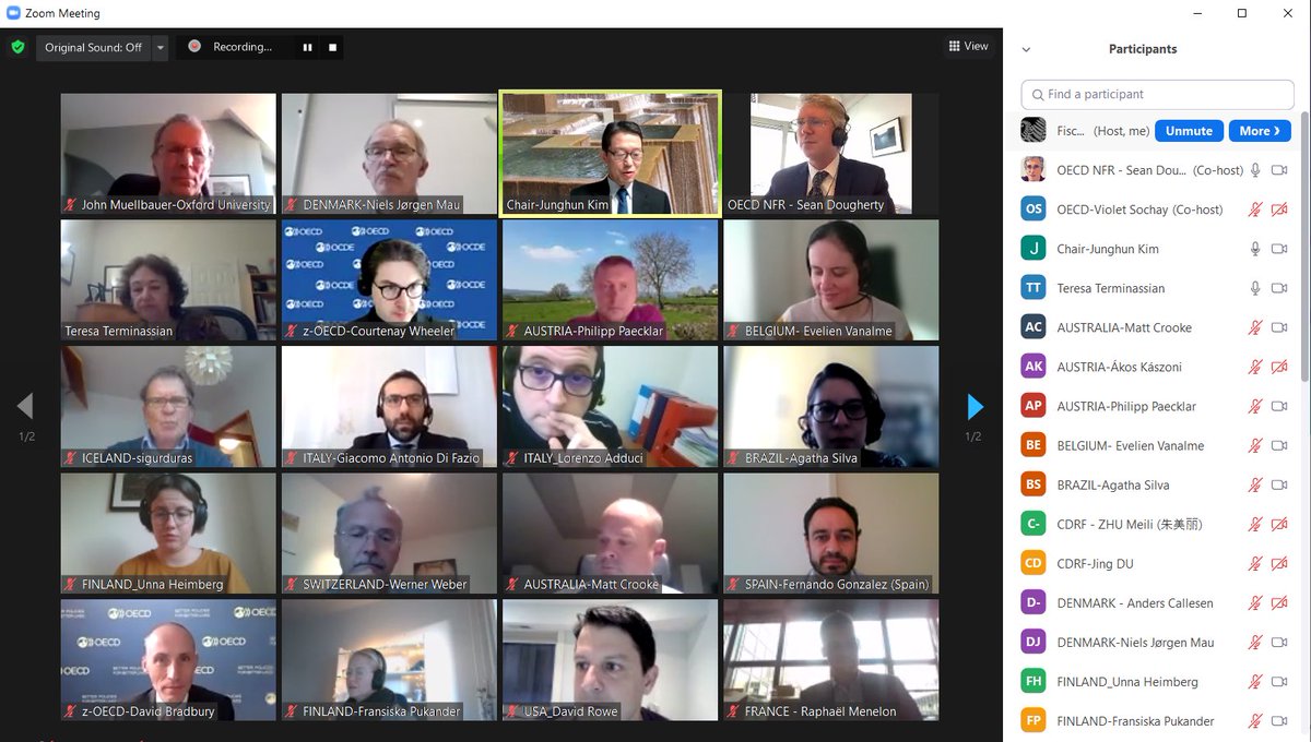 Pleased to hold today the OECD Fiscal Network’s 17th annual meeting 🗿🎥 virtually, with a focus on:
👉🏼 COVID-19 policy responses 💉🦠💰
👉🏼 Housing policies &amp; property tax design 🏡💸
👉🏼 Sustainability of health spending &amp; revenues 🏥💶
🙏
🇦🇺🇦🇹🇧🇪🇧🇷🇩🇰🇫🇮🇫🇷🇩🇪🇮🇳🇮🇸🇮🇹🇰🇷🇵🇹🇳🇱🇳🇴🇪🇸🇨🇭🇿🇦🇹🇷🇺🇸