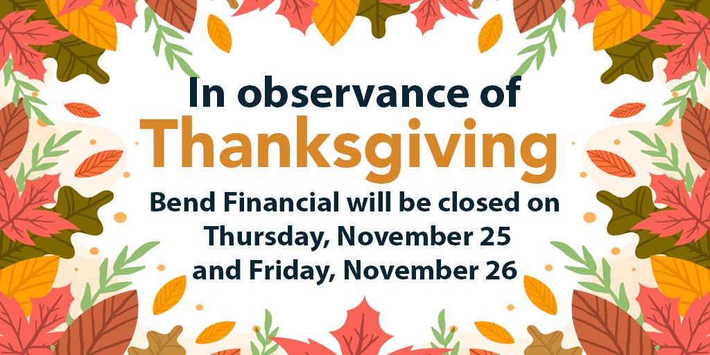 bendhsa's tweet photo. From everyone at Bend, best wishes for a safe and happy Thanksgiving! https://t.co/qZrSUjl7aO
