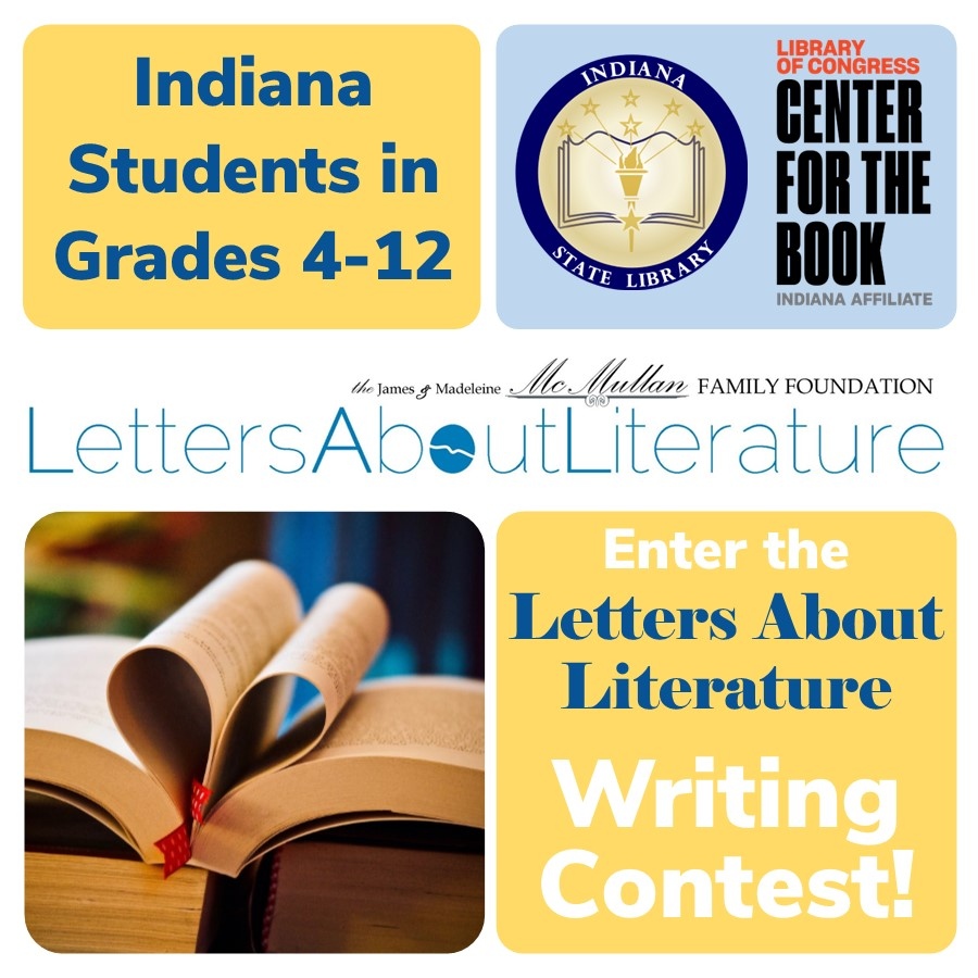 state_library's tweet photo. All Indiana students in grades 4-12 are encouraged to enter the Indiana Letters About Literature writing contest! Write a letter to an author who changed your view about yourself - or the world - and you could win. Visit here for entry forms and details: https://t.co/Awcf8IDlsX https://t.co/ujwfwTv5q8