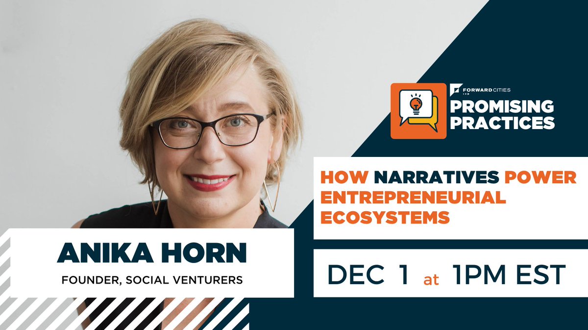 Want my best kept secrets on how to tell authentic, meaningful stories as an #ecosystembuilder? 
Then join me Dec 1 for the last installment of <a href="/ForwardCities/">Forward Cities</a>' E3 Scorecard Webinar Series:
us06web.zoom.us/webinar/regist….
#Storytelling #Metrics #Entrepreneurship