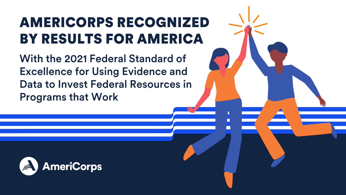 AmeriCorps's tweet photo. #ICYMI: Earlier this month, we received @Results4America's 2021 #FederalStandard of Excellence for our use of data-driven decisions that ensure #AmeriCorpsWorks to get results for communities across the USA 💡✅

#RT to help us celebrate &amp; read more ➡️ https://t.co/kAaONYVbcc https://t.co/UOjqBWKM8b
