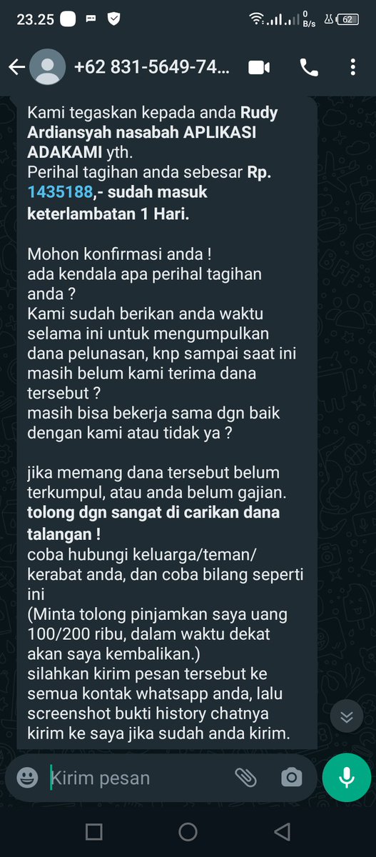 Bang_John83's tweet photo. @adakamiofficial gw bukan rudy ardiansyah dan gw bukan nasabah loe tapi deskcall loe kok nagih di WA gw.
Gw video call diangkat tapi gak berani tampakin muka.
Pengecut sekali dc anda, share donk dimana kantor anda, gw mau datangin. https://t.co/d5neptBRdp