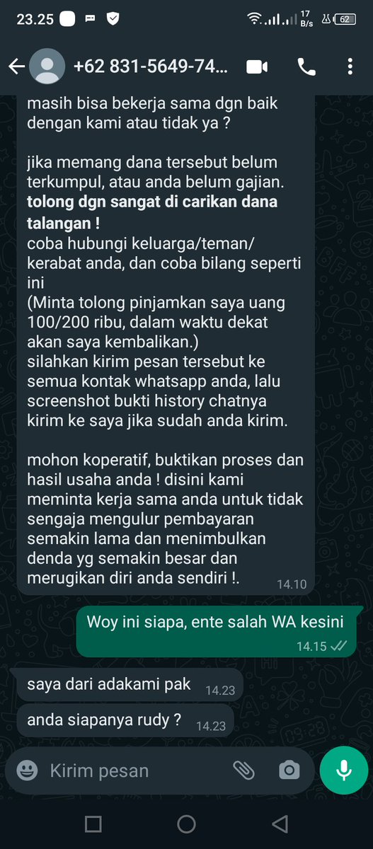 Bang_John83's tweet photo. @adakamiofficial gw bukan rudy ardiansyah dan gw bukan nasabah loe tapi deskcall loe kok nagih di WA gw.
Gw video call diangkat tapi gak berani tampakin muka.
Pengecut sekali dc anda, share donk dimana kantor anda, gw mau datangin. https://t.co/d5neptBRdp