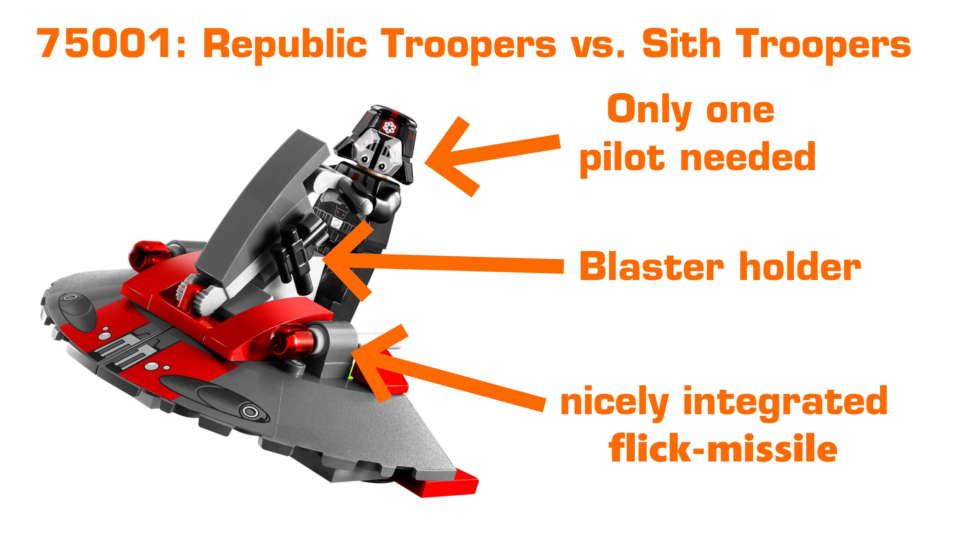 Sokoda on X 2. The vehicle 2.1 Vehicle build The vehicle in this set is a small speeder that nicely integrates the flick fire missiles and has a weapon holder for the pilot