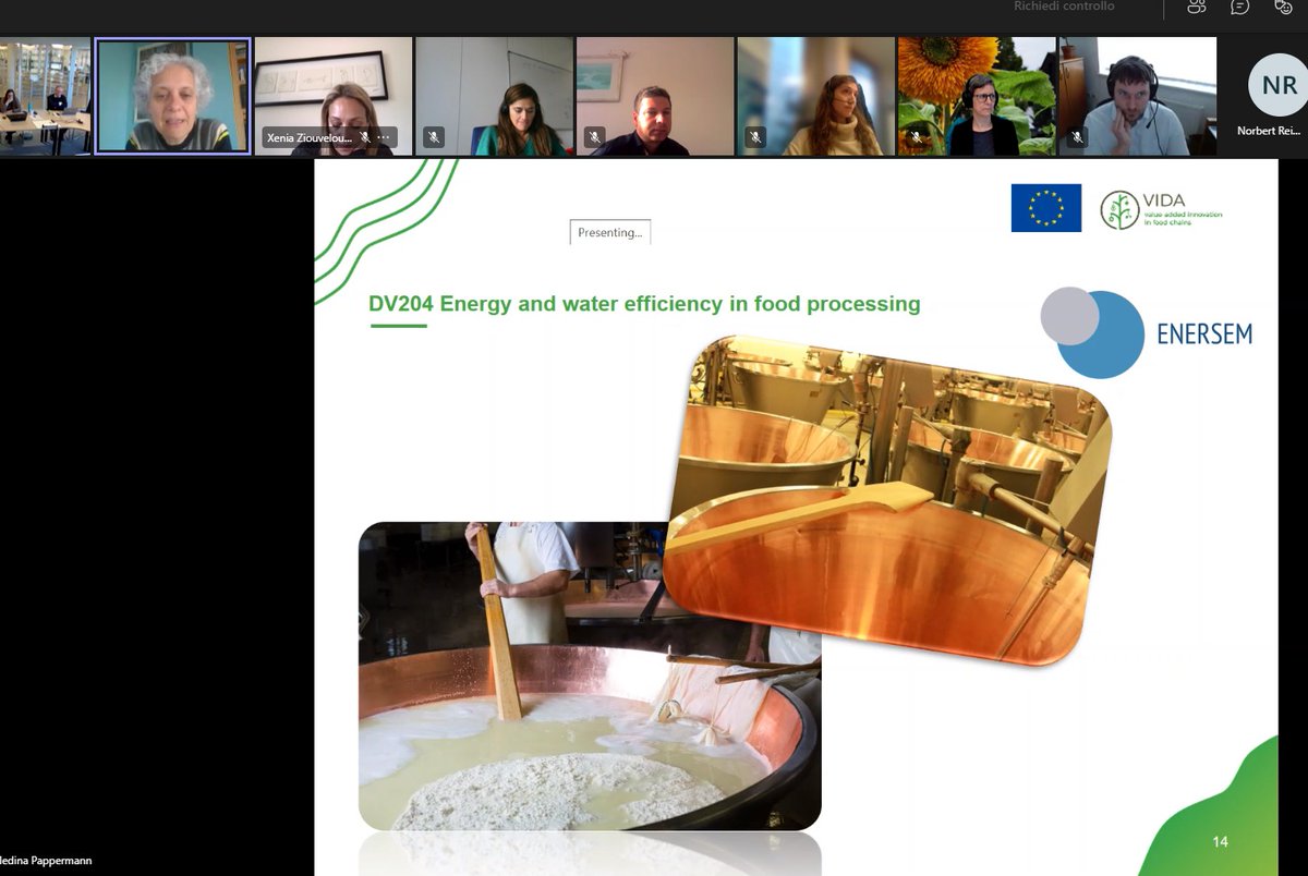 LE2Cluster's tweet photo. Oggi il consorzio @h2020vida si è riunito per promuovere i risultati nei settori #food, #water e #energy 🌱ai valutatori della Commissione 🇪🇺 tra le innovazioni presentate anche quella di #Enersem, volta a ridurre l'#impattoambientale dei processi di produzione del formaggio 🧀 https://t.co/RauyEwdpHx