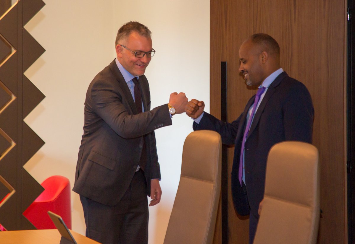 SafaricomET's tweet photo. Our leadership team met with the state @MoF Ethiopia H.E @EyobTolina to discuss commercial launch preparations and supporting Ethiopia’s digital objectives. https://t.co/3m7MmWEddZ