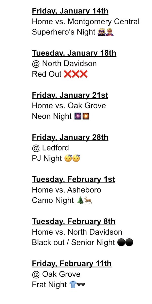 Time to start a new season, here are the basketball themes!! 
First game is tomorrow at Trinity! 
JV BOYS @ 4:30
VARSITY GIRLS @ 6
VARSITY BOYS @ 7:30 
Wear Central colors and come support your Spartans!!! 
We will only have themes for home games and and away games in our county!
