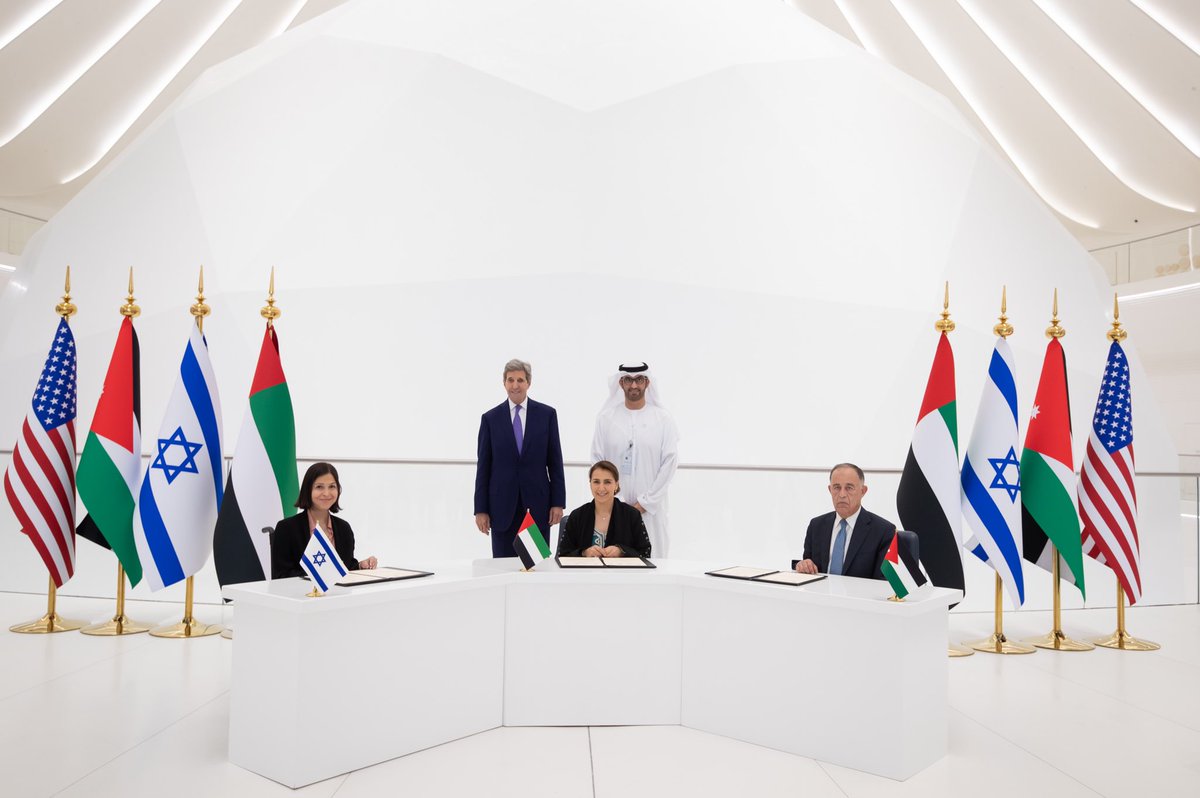 UAE, Jordan & Israel sign a landmark declaration of intent to build renewable electricity &water…