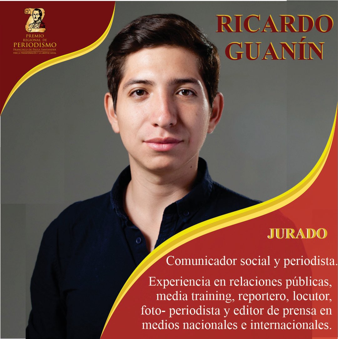 PremioRegional's tweet photo. Desde Quito - Ecuador, nos acompañará en el proceso de selección tanto dé nominados como de ganadores, Ricardo Guanín, periodista y docente de la Universidad Las Américas

#premioregionaldeperiodismo2021
#Periodismo
#UFPSO
#Ocaña 
#nortedesantanderysantander https://t.co/xQZsap0UAN