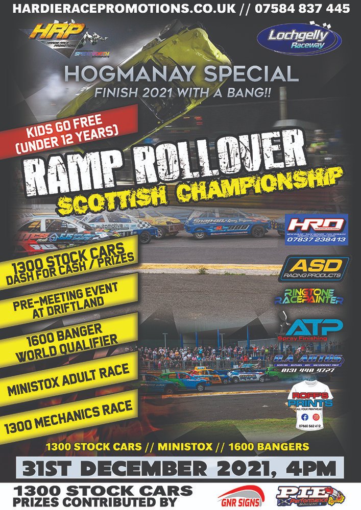 Our 2021 Hogmanay Special!

Driver bookings are beginning to come in! Any drivers doing the rollover competition, please state in the information box on our booking form - hardieracepromotions.co.uk/pages/forms/bo…

#familydayout #hogmanay #whatsoninfife #visitfife #ramprollover #kidsgofree