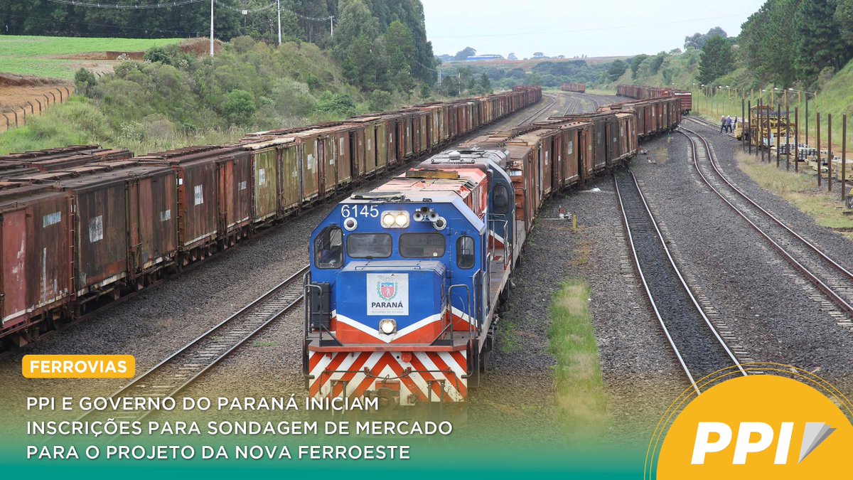 ppinvestimentos's tweet photo. Atenção investidores!
O @governoparana , com apoio do @ppinvestimentos do @MinEconomia , promoverá uma sondagem de mercado com reuniões individuais nos dias 01, 02, 03, 06 e 07/12, para o projeto da #Nova #Ferroeste.
Saiba como participar: https://t.co/vQY61WfeWy https://t.co/xkVIeI1bL2