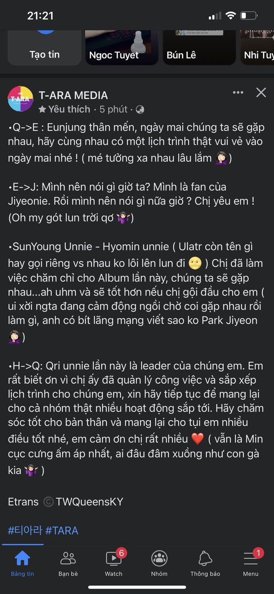 Ny0610_'s tweet photo. Những câu nói ấm lòng người. Cảm ơn TARA media đã dịch nhé. #티아라 #TARA #ALLKILL #QRI #EUNJUNG #HYOMIN #JIYEON https://t.co/bGSiTkUq2R
