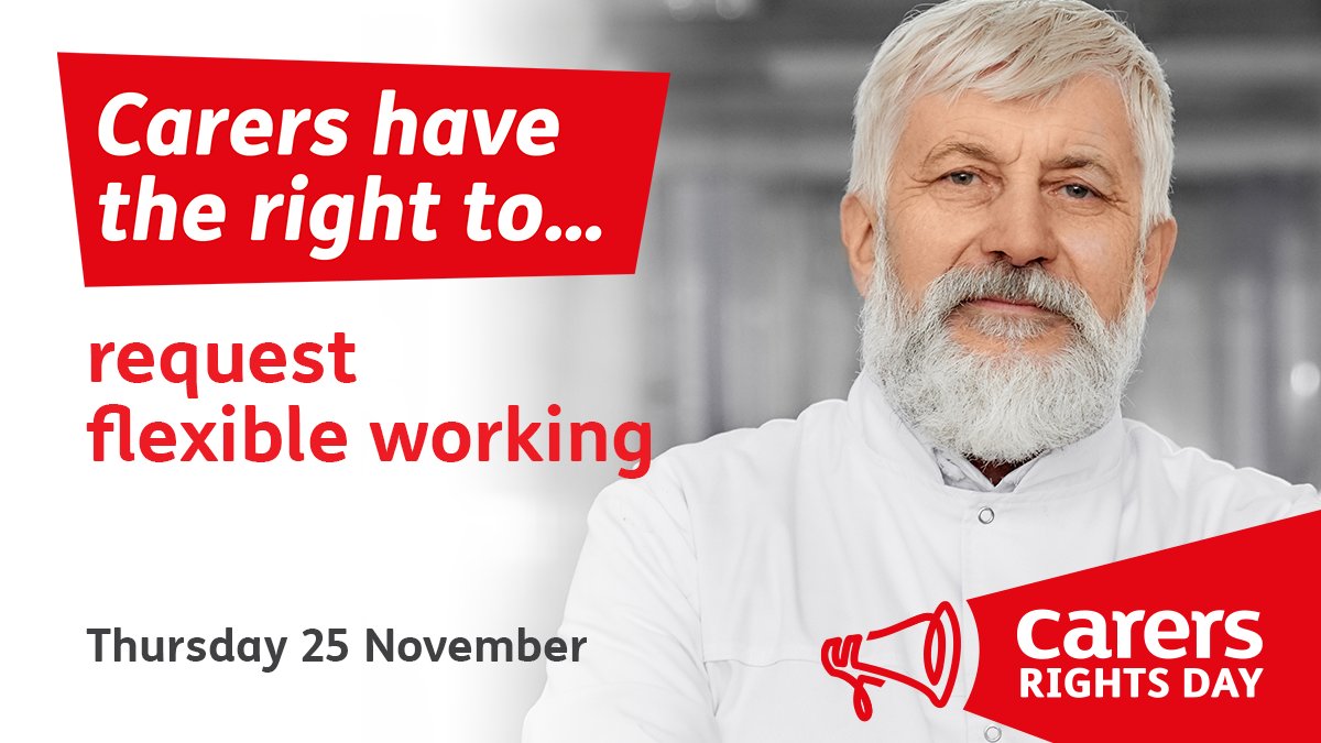 CarersUK's tweet photo. #CarersRightsDay is this week! The final right we’re highlighting ahead of the day is your right to discuss flexible working. If you juggle work and care, flexible working could help you to balance your responsibilities. Find out more about your right: https://t.co/owukmXaIuI https://t.co/dIEDcLWMJ8
