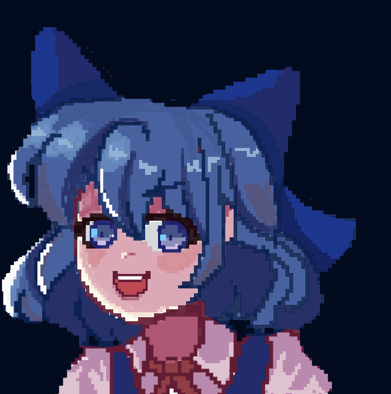yvipixel's tweet photo. Ohayoh!!! Sou nova no Twitter, faço pixel arte das minhas personagens favoritas de touhou!!! Dentre elas CIRNOOOO!!!!! 💙💙💙💙💙 https://t.co/gDFiiEM3hf
