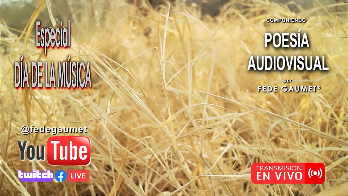 fedegaumet's tweet photo. Feliz día de la música! Hoy 22/11 a 20hs ARG festejamos componiendo en vivo la música para Poesía Audiovisual 151 
.
Por 👉 Youtube https://t.co/ijsBw23NZm  
Y también podes verlo por
👉 Twitch https://t.co/ZPn3Py9EMt 
👉 Facebook Live https://t.co/FVI7LY6ZbE

#poesiaaudiovisual https://t.co/QzAoTGor3u