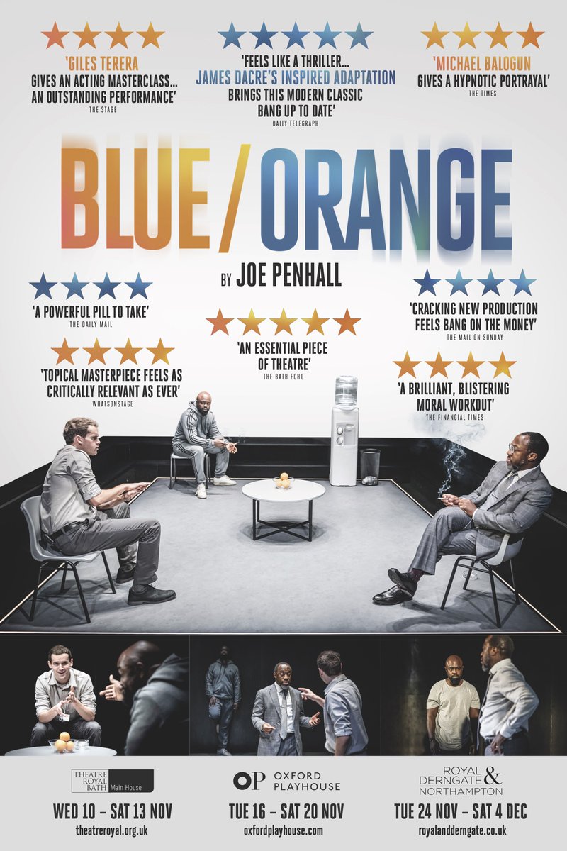 We launch Joe Penhall’s BLUE/ORANGE <a href="/RoyalDerngate/">Royal & Derngate</a> this week, opening tomorrow and running until December 4th. Hope we can welcome you here for these powerhouse performances from @GilesTerera, @Mikejbal and <a href="/Ralph_Davis_/">Ralph Davis</a>!