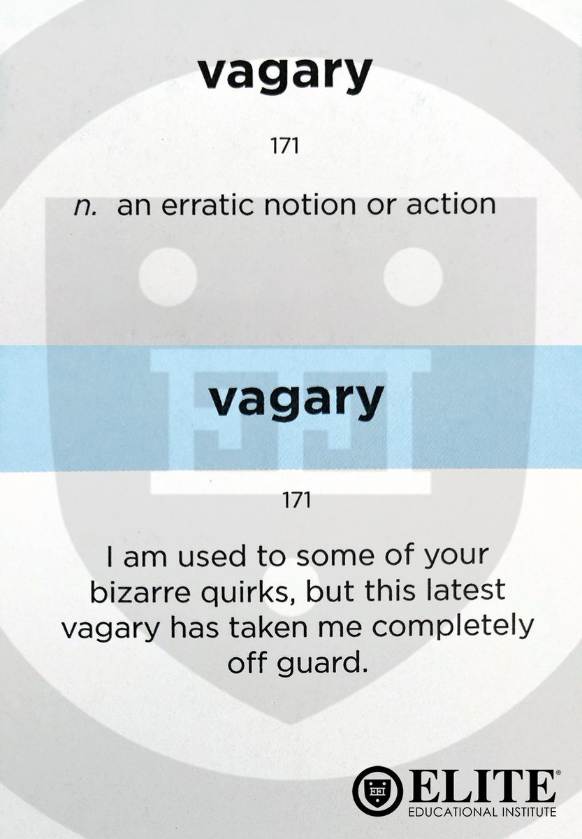 ElitePrepSAT's tweet photo. Vagary

(n.) an erratic notion or action

#vocabulary #WordoftheDay https://t.co/Y7PMa4PUFF