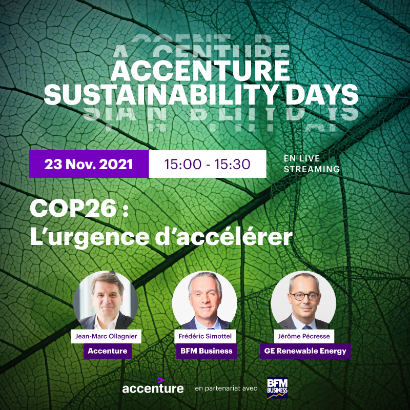 Les #SustainabilityDays d’<a href="/Accenture/">Accenture</a> France en partenariat avec <a href="/bfmbusiness/">BFM Business</a> sont une belle occasion de revenir sur la #COP26 ainsi que sur le travail de <a href="/GErenewables/">MX7OW</a> pour la transition énergétique. 
Rendez-vous à 15h demain avec <a href="/JMOllagnier/">Jean-Marc Ollagnier</a> renew.ge/3HAWru8