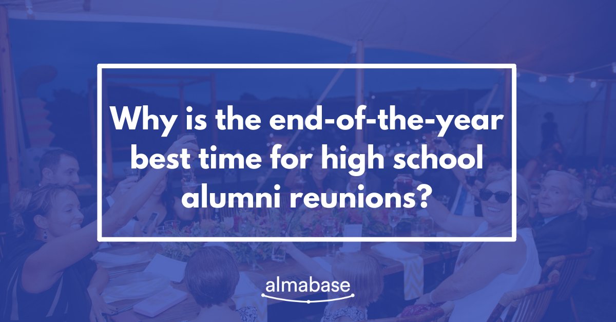 almabaseapp's tweet image. Read the blog now to know why is end-of-the-year a great time for high school alumni reunions: hubs.la/H0_BJdn0

#AlumniManagement #AlumniCentricity #AlumniCentric #TheAlumniWay #AlumniReunions #HolidaySeason