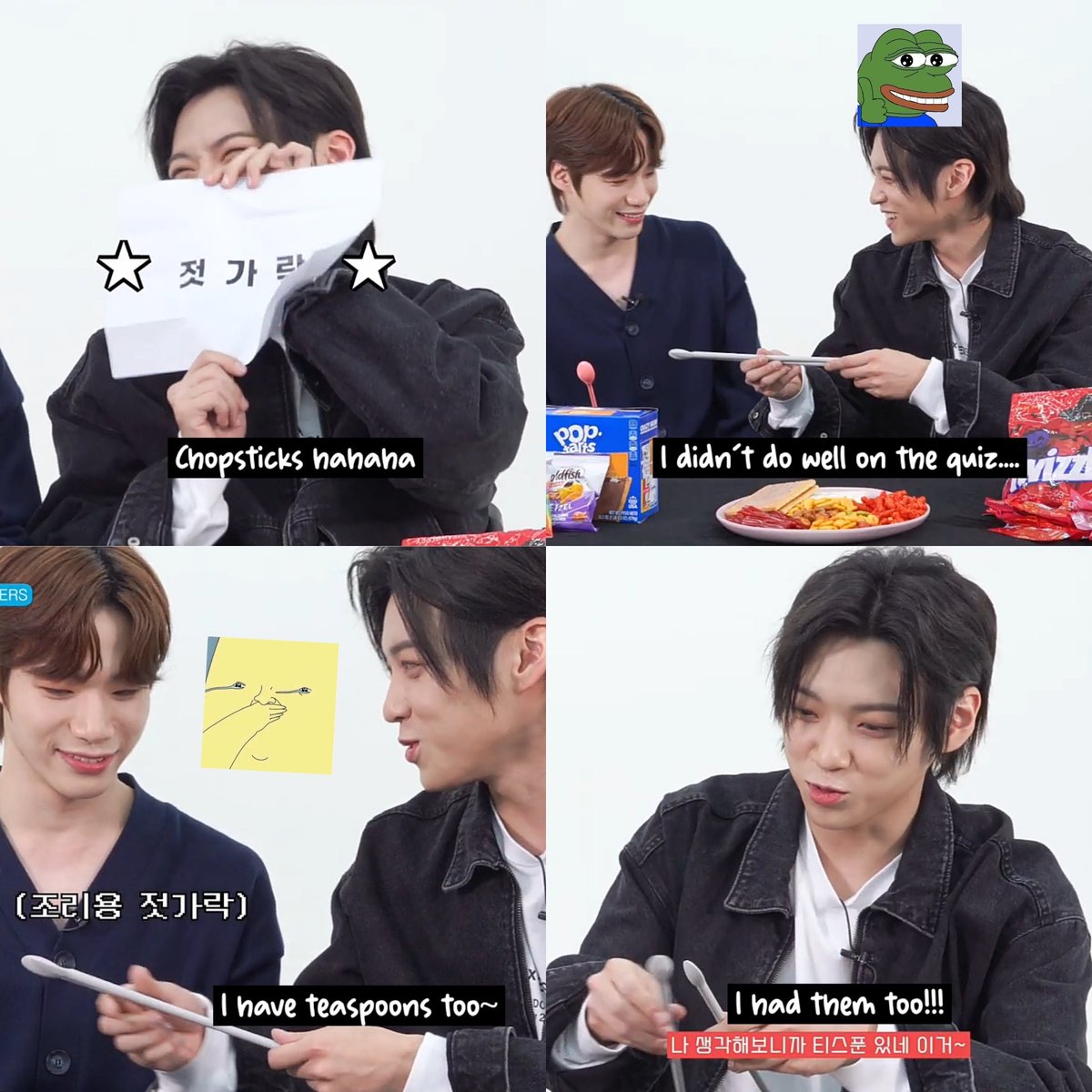 jeongiec4rt's tweet photo. My favorite part is when I try to be strong by laughing, getting chopsticks and always saying that he can also make chopsticks into tea spoons because the ends are the same but end up losing🤧😂���😂

Thank you for this event  
 #Whosfan #PICK_YOUR_SNACK
#블리처스 #BLITZERS #RisGO https://t.co/ANYhKkaYqS