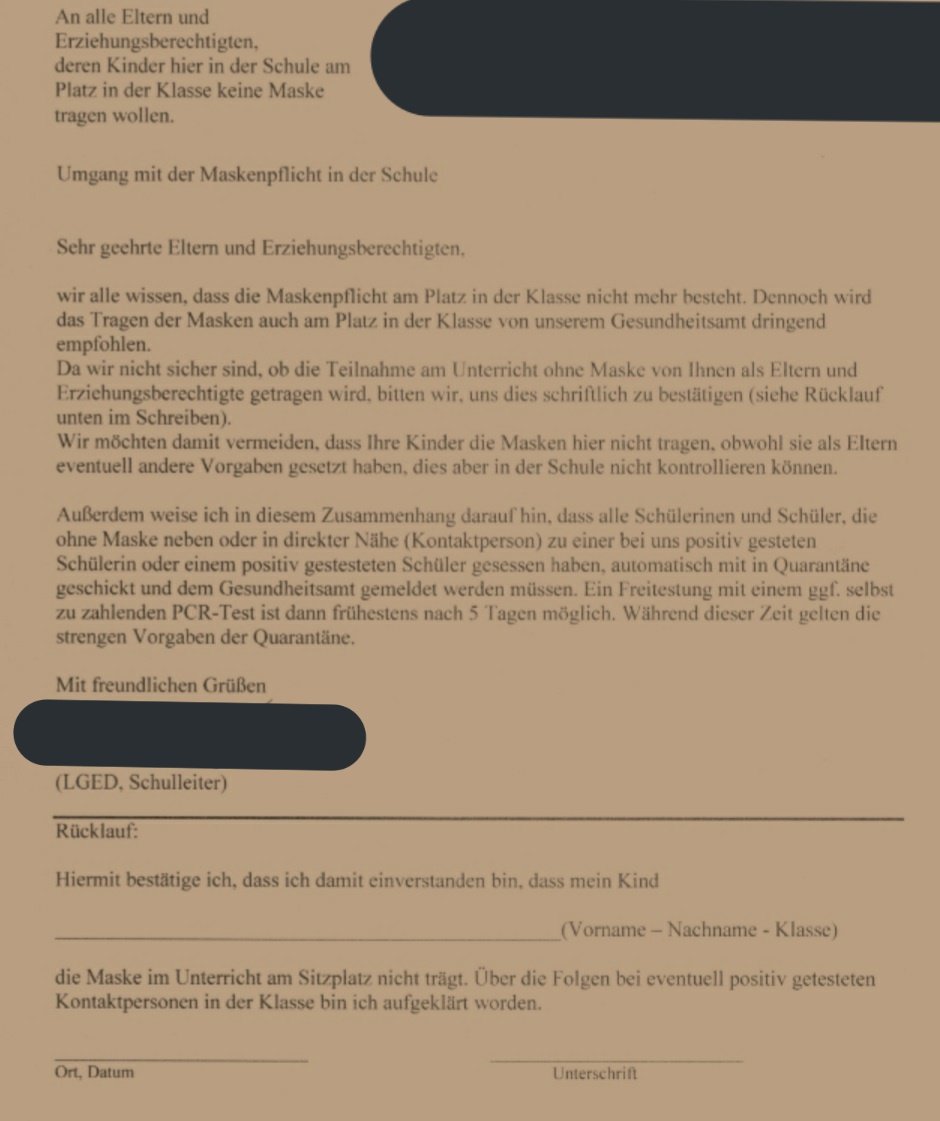 Ich muss sagen, dass der Schulleiter sich wirklich Mühe gibt. Und ich bin froh über unser Gesundheitsamt. #hsbestrong
#twlz #twitterlehrerzimmer #Maskenpflicht #ProtectTheKids