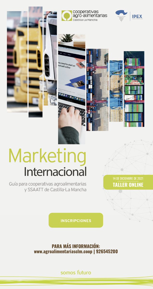 CoopAgroCLM's tweet photo. ¿#Exportas? ¿Quieres exportar? 🔝✈✈
Tienes una nueva oportunidad junto a nosotros con la #formación Guía Práctica de Marketing Internacional. Taller de trabajo online.
📆 14 de diciembre
📌 0:00h a 12:30h.
Inscripciones: https://t.co/ZXd3geclhM
@Ipex_clm @juanmidelreal https://t.co/KTTGfr9wTA