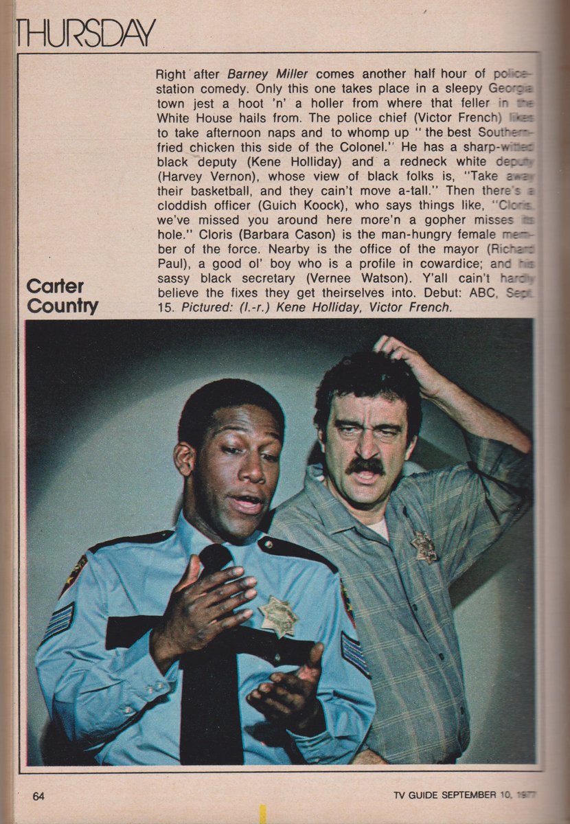 CARTER COUNTRY. 1977.

#CarterCountry #VictorFrench #KeneHolliday #HarveyVernon #GuichKoock #BarbaraCason #RichardPaul #VerneeWatson #TVGuide