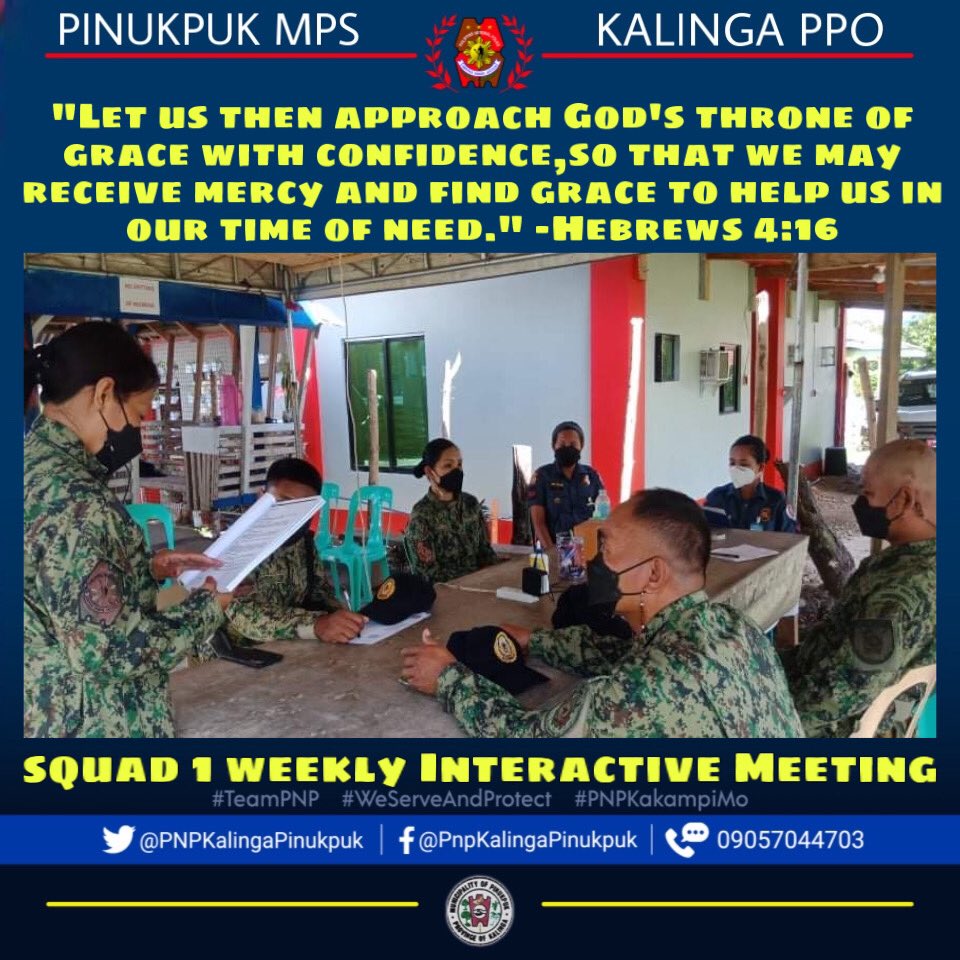 PNPPinukpuk's tweet photo. #PNPMakaDiyos
#SquadWeeklyInteractiveMeeting
#PNPInternalCleansingProgram
#TeamPNP
#WeServeAndProtect
#PNPKakampiMo
#PulisNgPilipino https://t.co/Ehsz3S0z9r