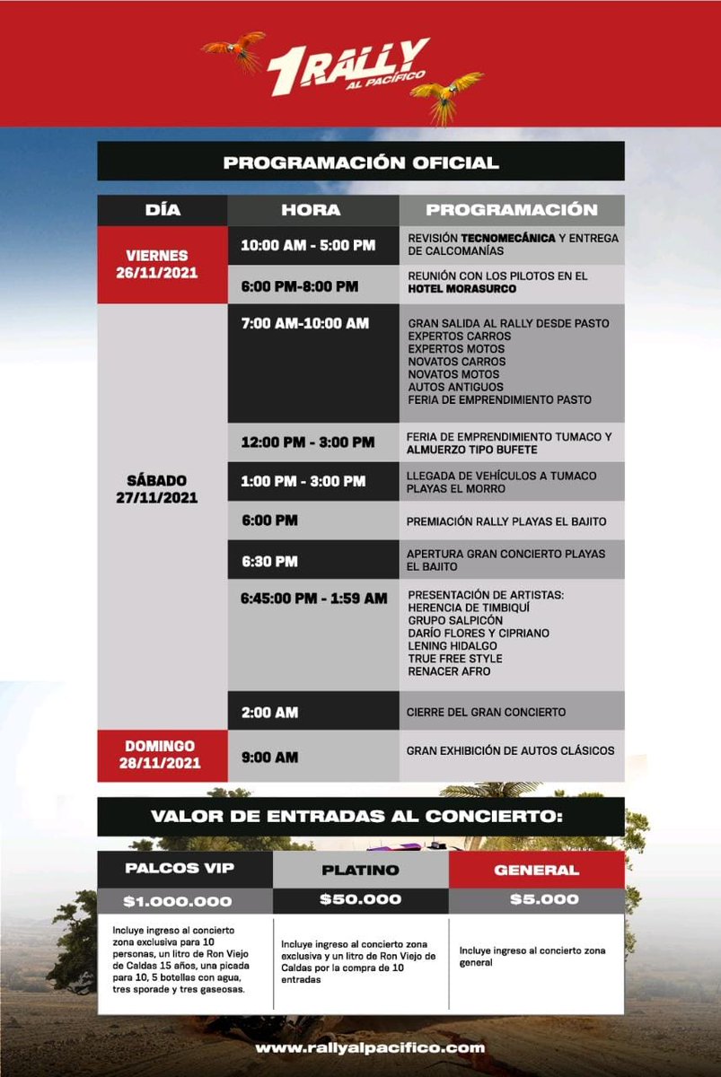 EmilsenAlcalde1's tweet photo. Faltan 5 días para el Primer Rally al Pacífico, conoce aquí las fechas de inscripción, categorías y programación general.

¡No te lo puedes perder!

#Tumaco https://t.co/2NOxtMoP6Y