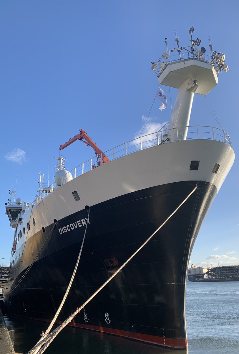 All the scientific crew now onboard #DY143 @ukgovbluebelt @CefasGovUK and all looking forward to getting our gear unpacked and setting sail later this week. 1st stop Cape Verde to take on fuel before transiting on to Ascension Island.