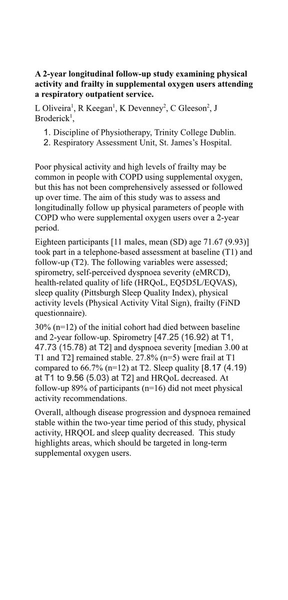 BLoliveir's tweet photo. Delighted to have submitted an abstract and poster to the @irishthoracicS conference 2021. Many thanks to all involved in the project and @hrbireland for funding this research project. @ccass2000 @katedevy @jubroderick https://t.co/0QigCiaSLj