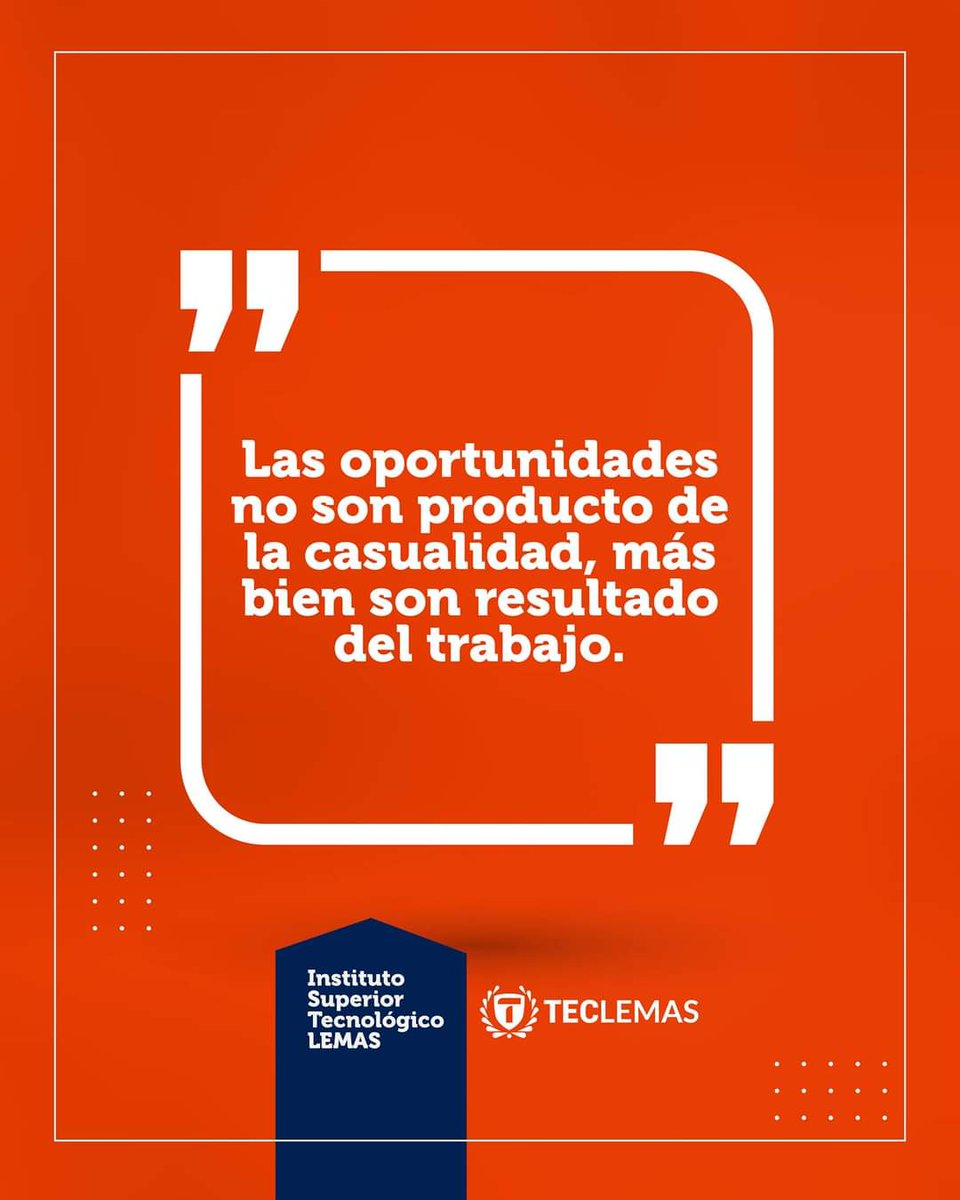 TeclemasEc's tweet photo. ¡Excelente inicio de semana!
"Las oportunidades no son producto de la casualidad más bien son resultado del trabajo"
#TecLemas #formaciónenconjunto https://t.co/hbRd0hX6zS