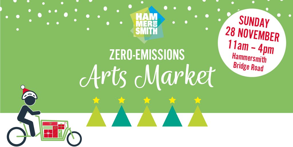 Don't forget this weekend's first ever zero-emissions Arts Market at Hammersmith Bridge! Come along on Sunday from 11am and shop for Christmas gifts, including textiles, jewellery, clothes, hats and bags. 🙂
Details here: ow.ly/QMAn50GTo4k

 #hammersmith #zeroemissions