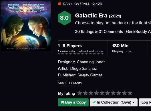 I now have the first 30 ratings on BGG: