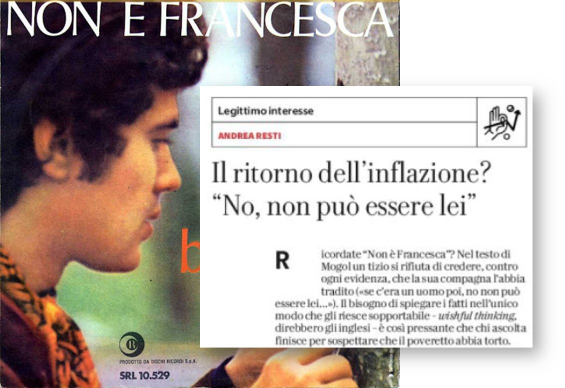 Cosa ha da dirci Lucio Battisti sul ritorno dell'inflazione? Scopritelo con me su <a href="/repubblicaAF/">Repubblica Affari&Finanza</a> di oggi. <a href="/Unibocconi/">Università Bocconi</a>