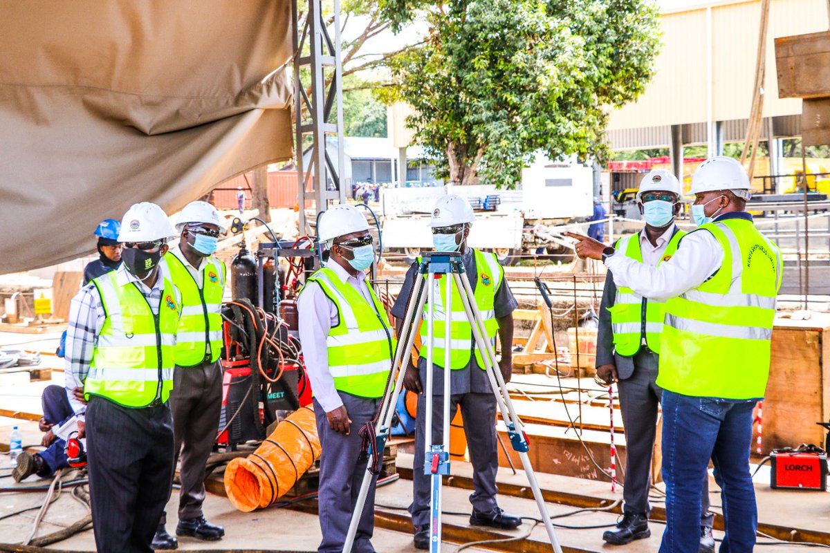 KenyaShipyards's tweet photo. DG National Security Industries Directorate, Maj Gen S Manambo today visited Kisumu Shipyard to inspect the ongoing construction of #MvUhuruII #Wagon #Ferry and civil and structural works at the Yard. He said that the activities being undertaken will boost the #Blue economy. https://t.co/Gr56OvR5Oq