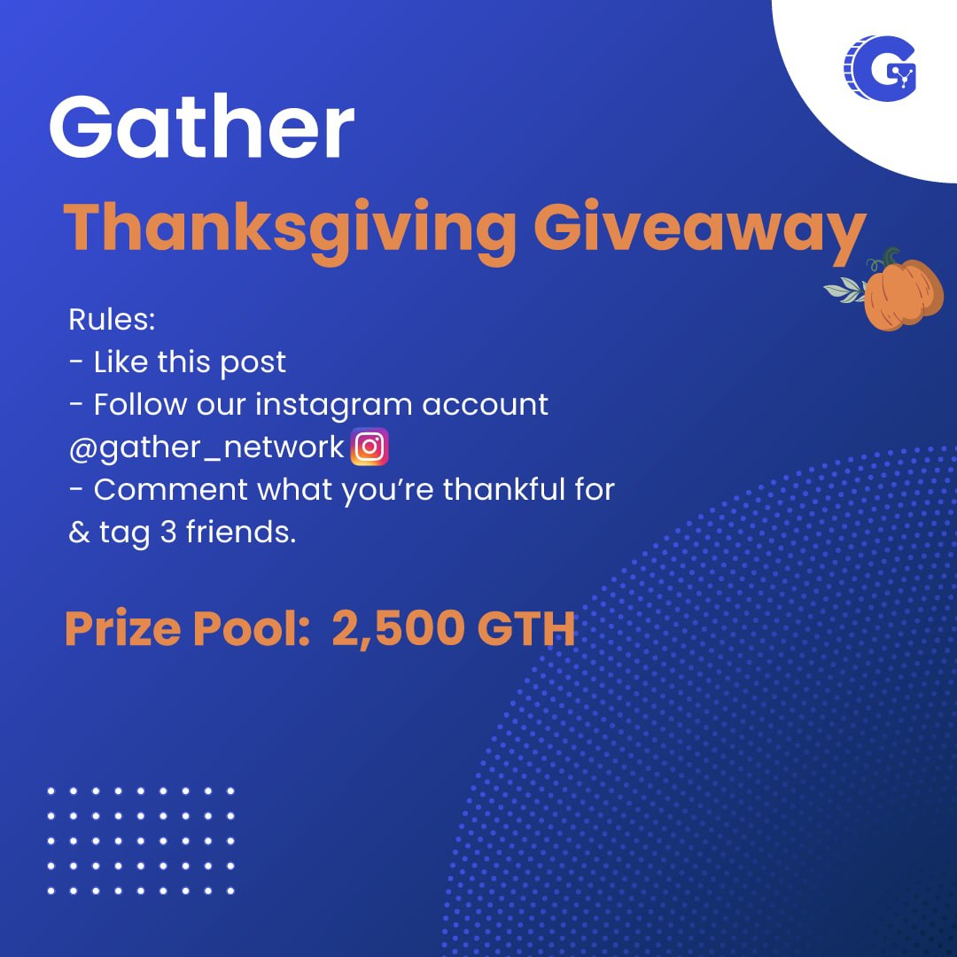 Hydro_Online_'s tweet photo. Instagram Giveaway Alert! 🎁
 
It is almost thanksgiving, a perfect time to count your blessings &amp; give back.
 
Rules:
-Like this post 
-Follow our #Instagram account
-Comment what you’re thankful for &amp; tag 3 friends
 
Get the chance to win a share of 2500 $GTH!🥇
 
#Gather https://t.co/Kn8qIH5MT5