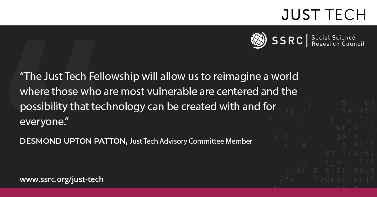 ssrc_org's tweet image. SSRC #JustTech Fellows will imagine and create more just, equitable, and representative technological futures, advancing our collective understanding of tech &amp;amp; society and mobilizing action. Submit your expression of interest by Jan 2: ssrc.org/programs/just-…