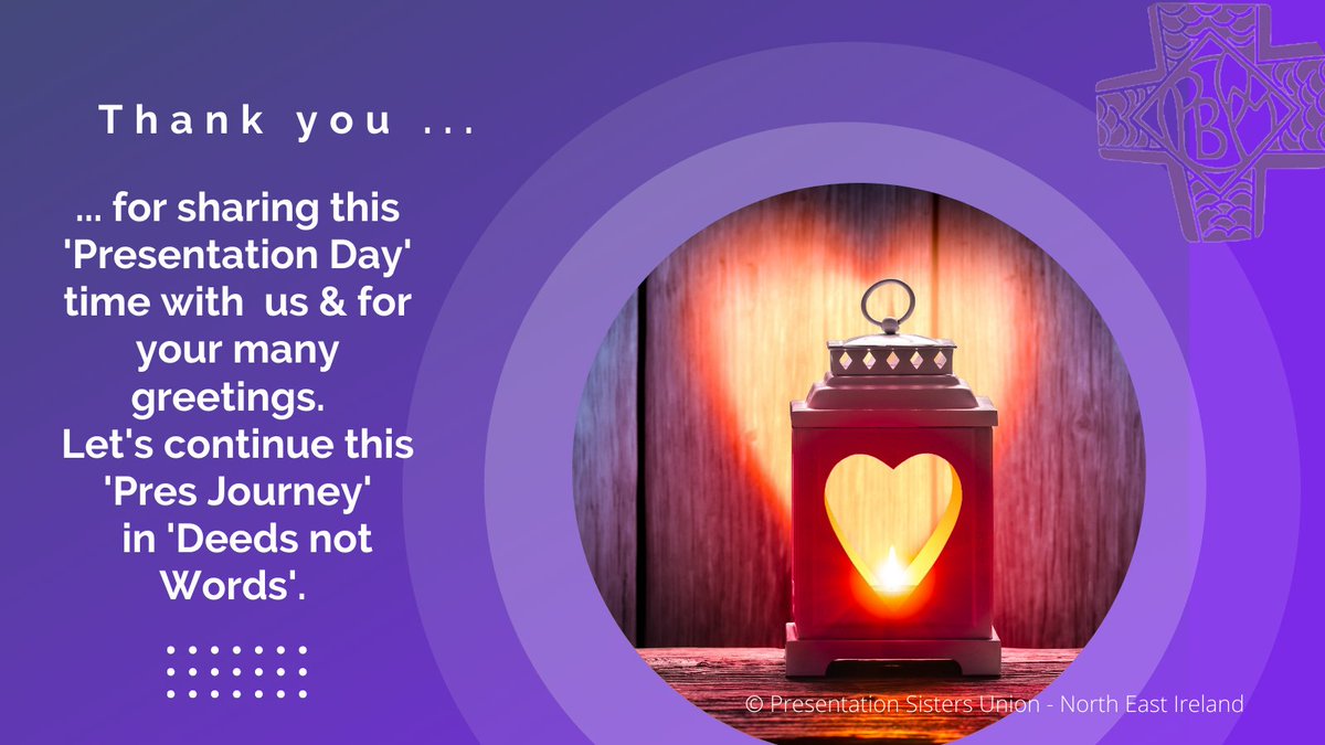 PresSisNE's tweet photo. Thank you to each and all for journeying together during our #PresentationDay2021 novena and for the celebrations and the joy shared. Let's continue this adventure  #livingwithpurpose #deedsnotwords #BeNano #NanoNow #NanoNagle https://t.co/lc7At90EuM